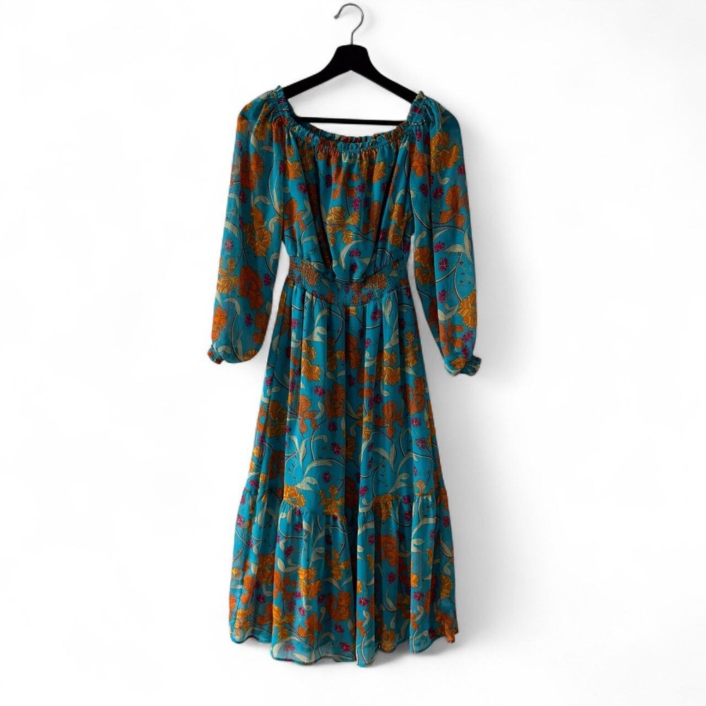 Sofia Vergara Floral Dress Womens XS Aqua Blue Orange